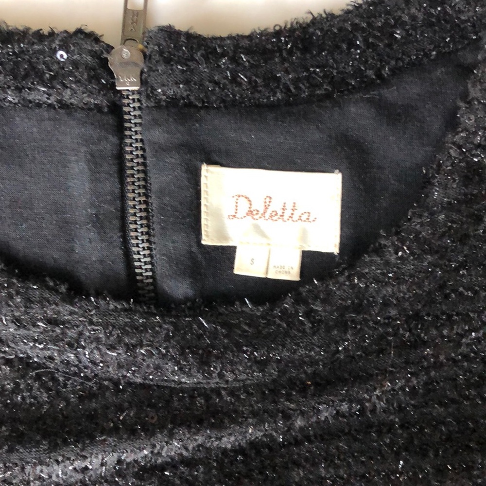 Black Sequin Top With Feather Bottom Size Small - image 6